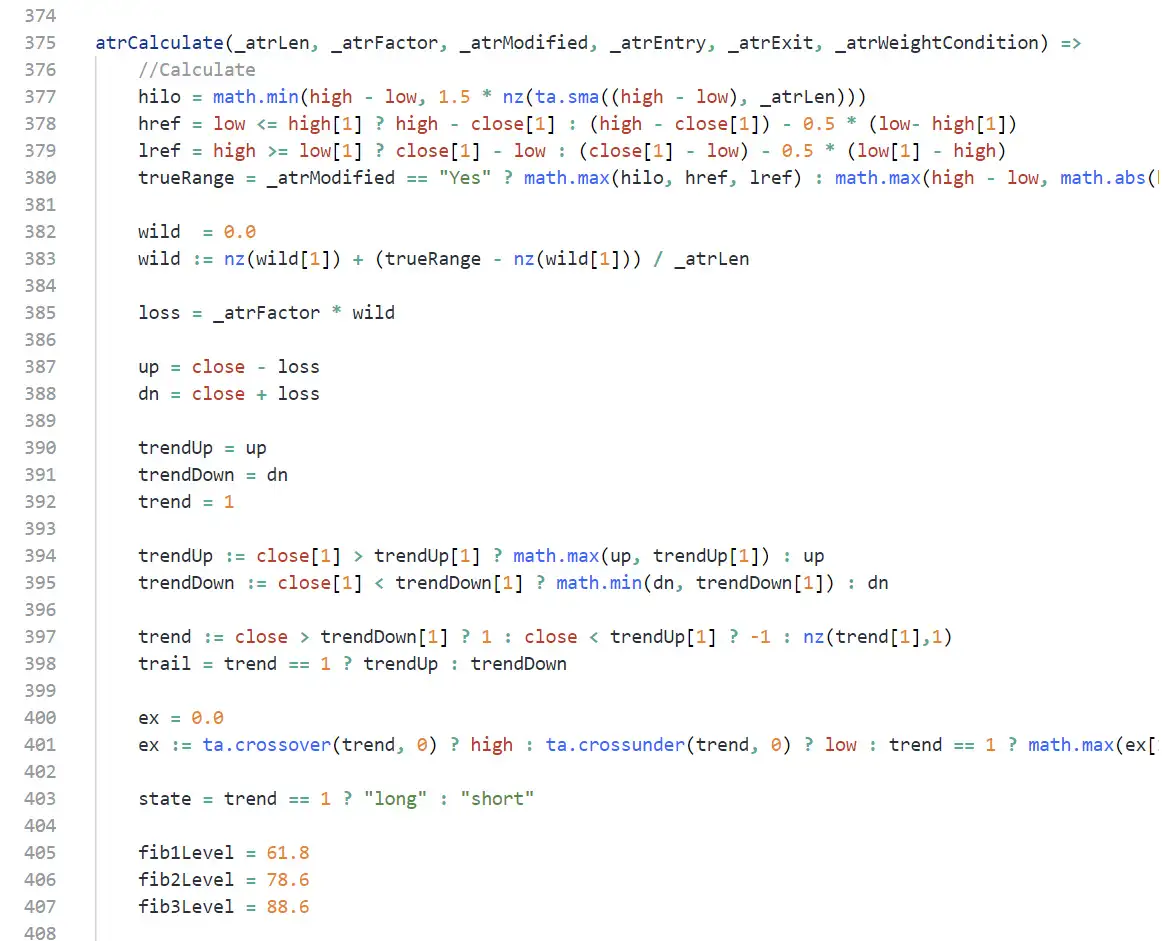 PineScript screenshot of code